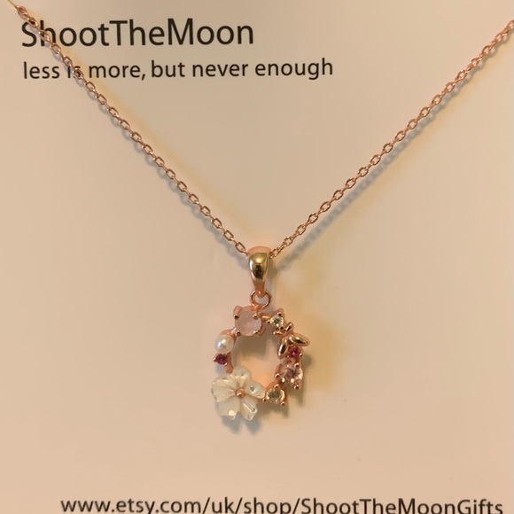 Shoot The Moon Tiny Rose Gold Wreath Necklace - Picture 2 of 7